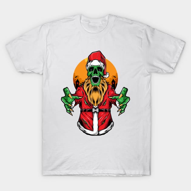 Zombie Santa Scary T-Shirt by Mako Design 